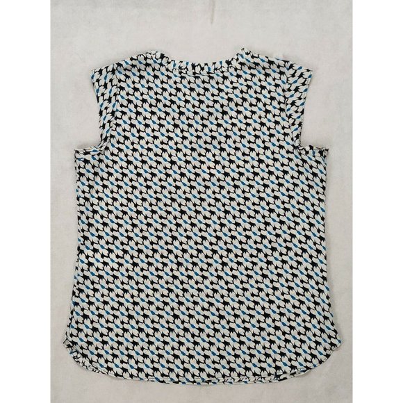 DKNY Womens Blouse Small White Printed Cap Sleeve - Picture 4 of 12